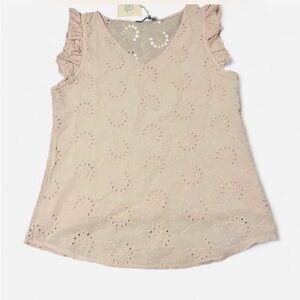 Valentina Cream Eyelet Ruffle Sleeve Top